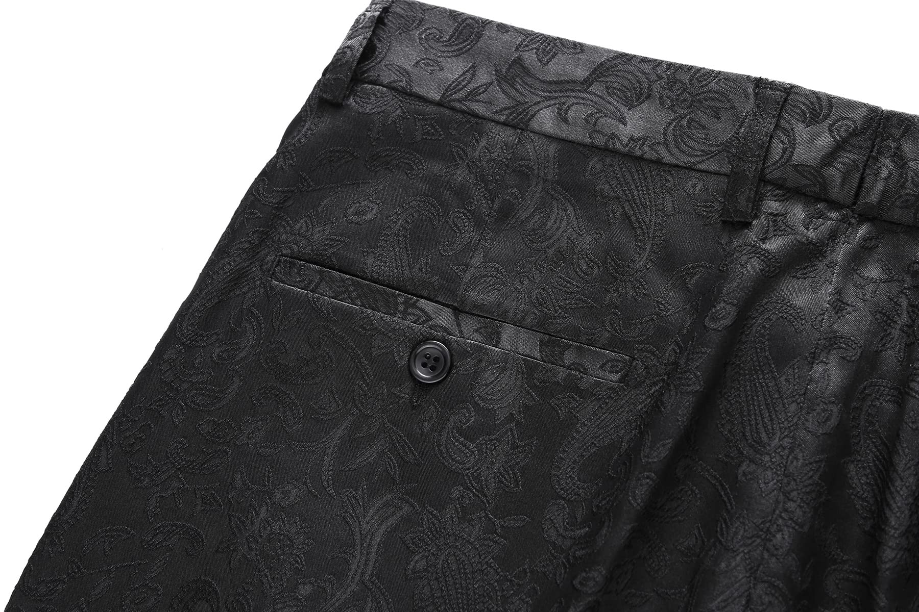 Mens Jacquard Floral Dress Pants Slim Fit Tuxedo Suit Pants - Image 4