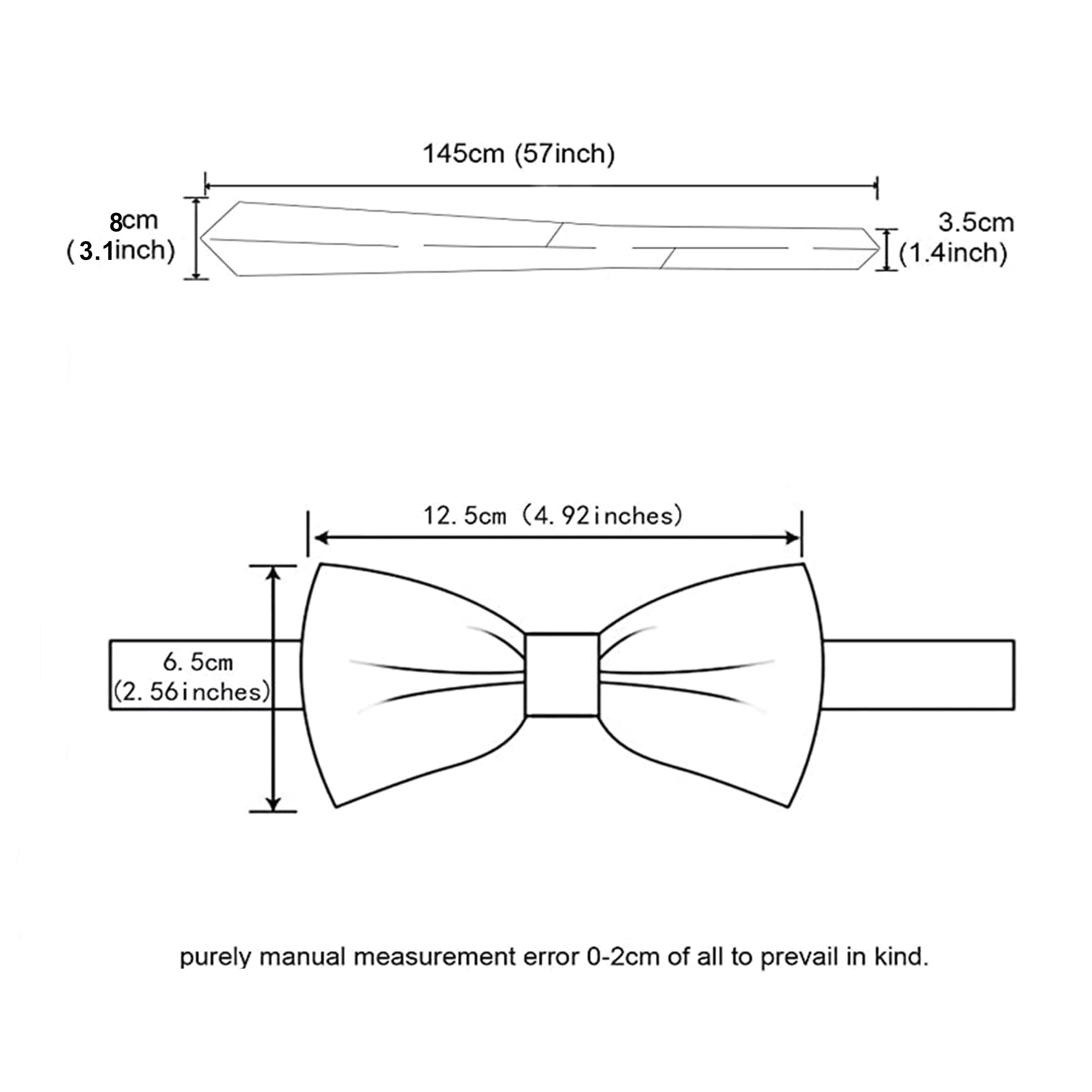 Mens Tie Set - Plain Satin Formal Necktie and Bow Tie with Pocket Square, Cufflinks in Gift Box - Image 5