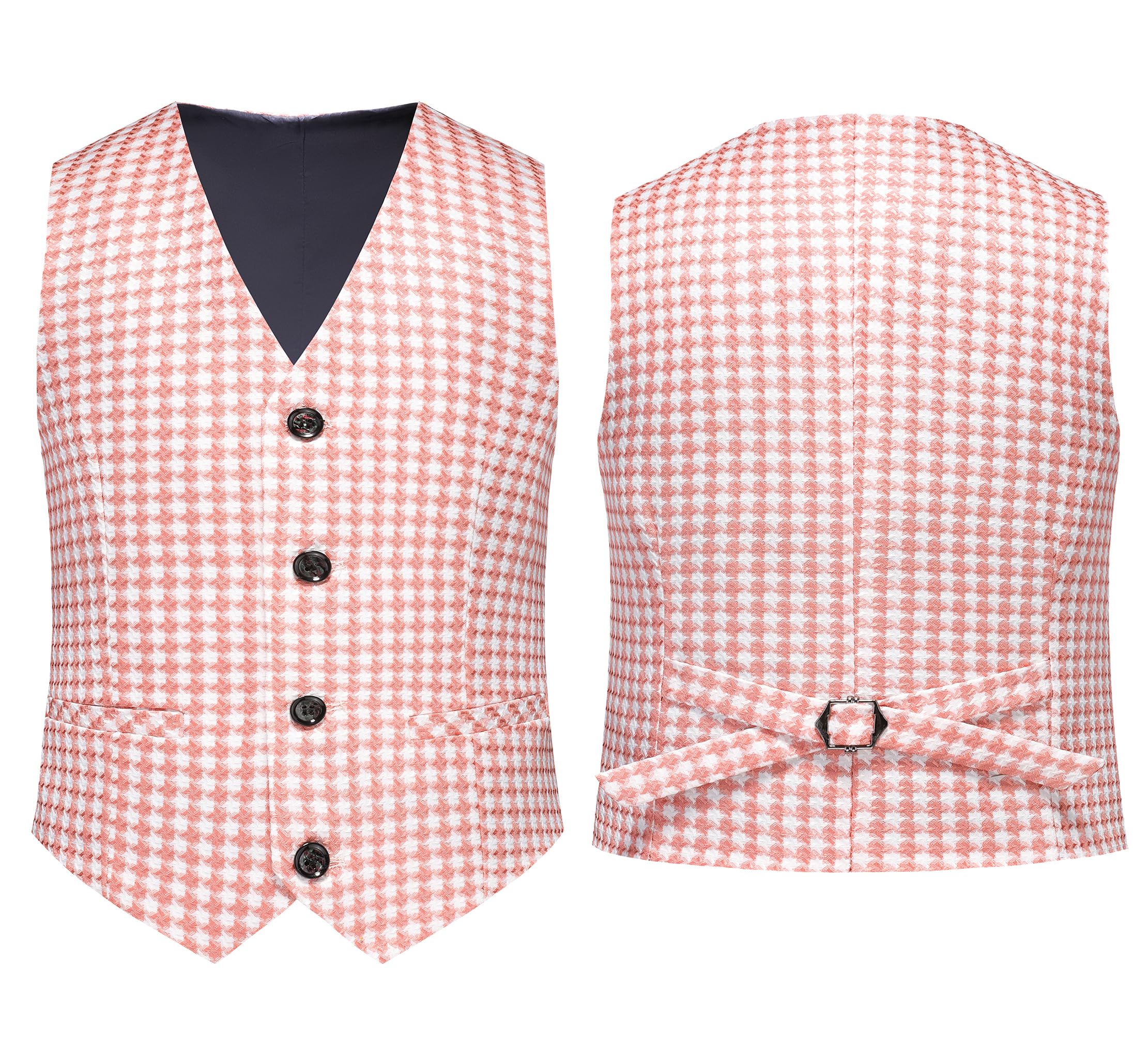 MOGU Boys 3-Piece Houndstooth Tuxedo Suit Set - Slim Fit Shawl Lapel Outfit Blazer Vest Pants Kids' Weddings Ring Bearer - Image 5
