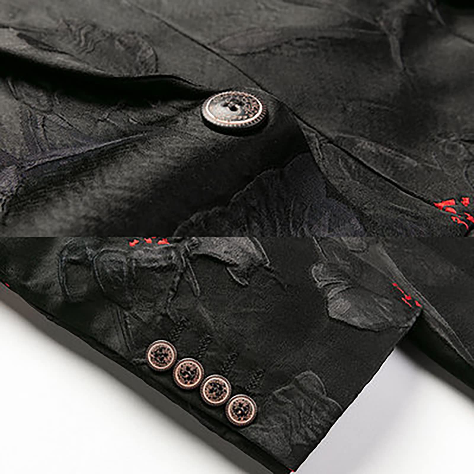 MOGU Mens Floral Tuxedo Blazer Slim Fit Stylish Jacquard Suit Jacket for Wedding Party Prom - Image 4
